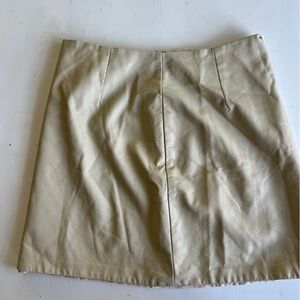 Cream Leather Skirt